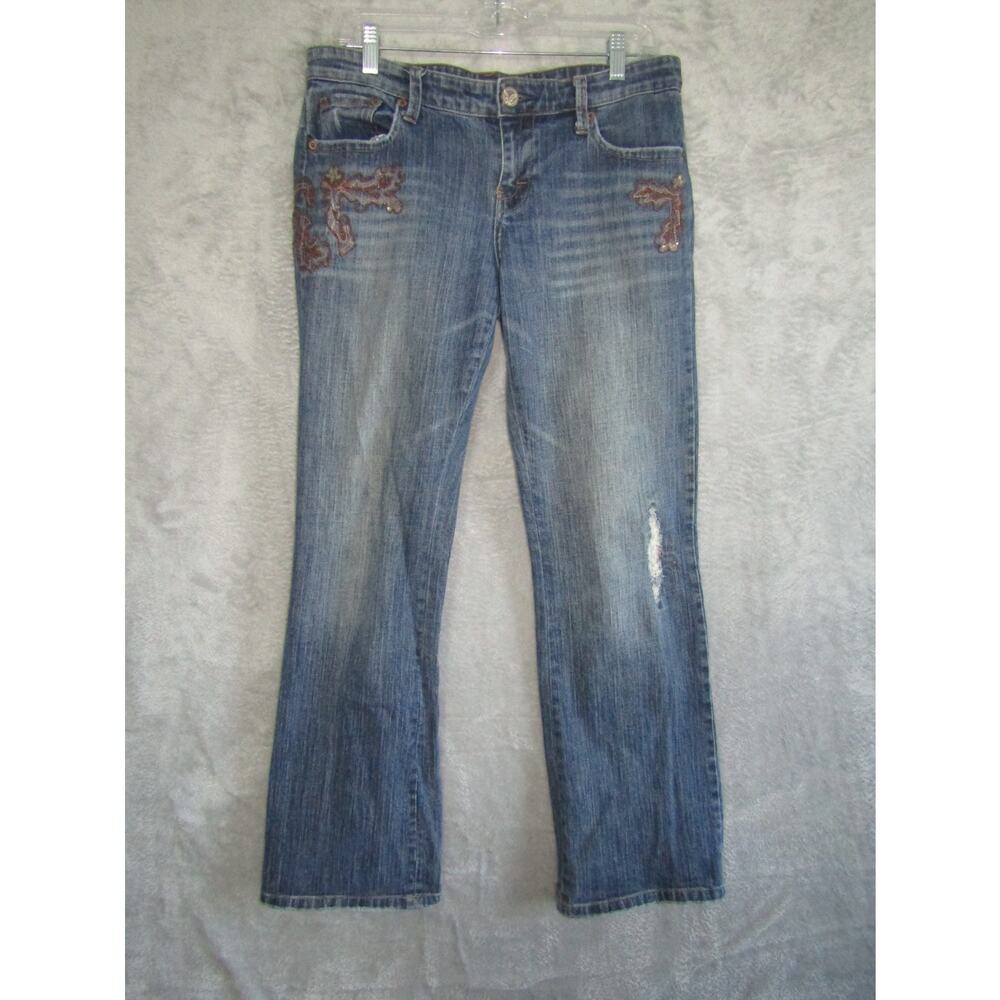 American Eagle Outfitters Jeans Women's 10 Regular Bootcut Embroidered Blue Deni